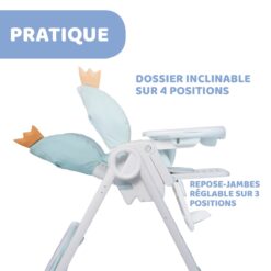 Chaise Haute Polly2Start Bleu Froggy - Chicco-25265