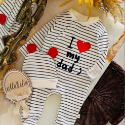 Grenouillère Bébé I Love My Dad Coton Pur – Douceur Naturelle et Ouverture Facile