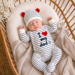 Grenouillère Bébé I Love My Dad Coton Pur – Douceur Naturelle et Ouverture Facile