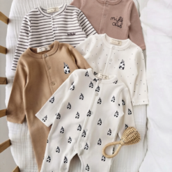 Grenouillère Naissance Pur Coton 0-3 mois -Motif Milk