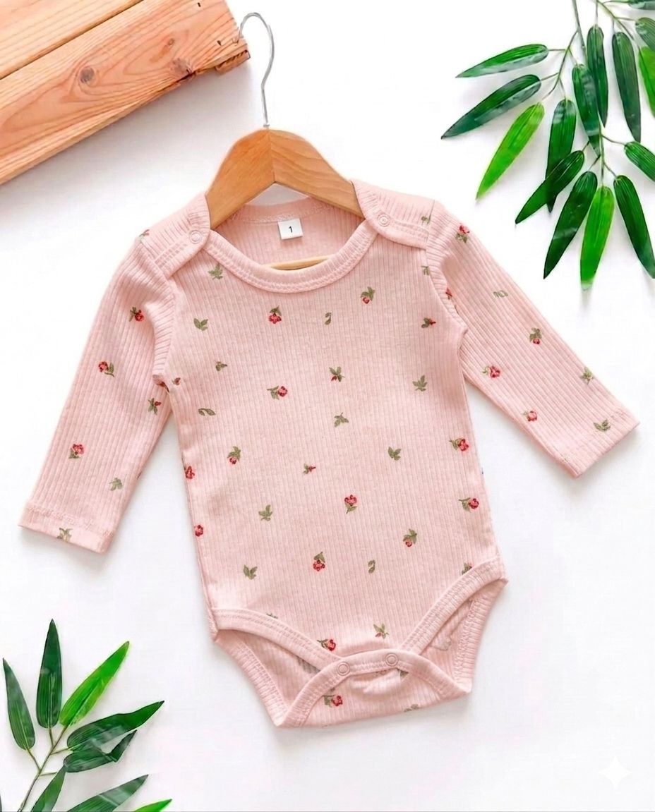 Body Bébé Fille en Coton Pur Fleuri – Douceur et Confort Premium