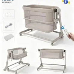 Lit cododo Next to Me 2 niveau avec balançoire électrique – Kidilo gris