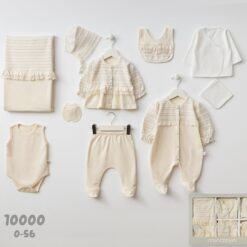 Coffret cadeau Naissance raffiné en coton organique 10 Pièces