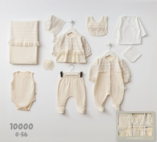 Coffret cadeau Naissance raffiné en coton organique 10 Pièces
