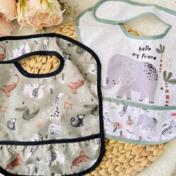 Lot de 2 bavoirs bébé ludiques avec poche imperméables