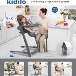 chaise haute kidilo 3 en 1 avec mode swing balancelle