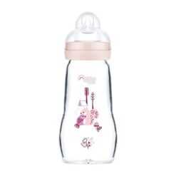 Biberon en verre Feel Good 260ml rose - Mam