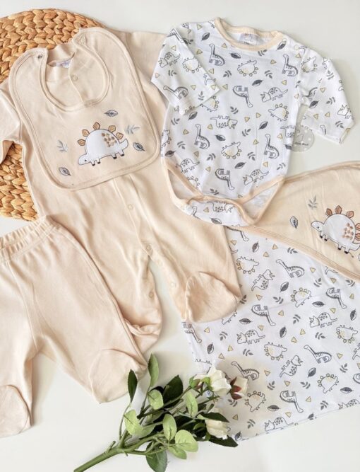 Pack Naissance 5pcs Clinique dinosaure – Coton Soft