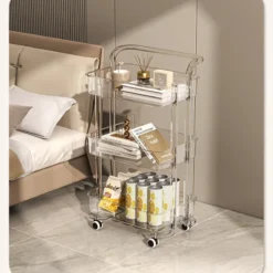 chariot de rangement en plexiglass