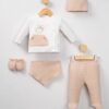 Pack Naissance Bébé Fille 5 Pièces en Velours - Motif Lapin