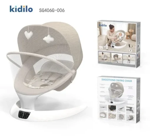 Balancelle Électrique Bébé Kidilo – Confort, Sécurité & Sérénité dès la Naissance beige