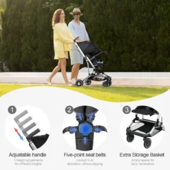 Poussette de voyage pour avion Poussette parapluie ultra compacte M9