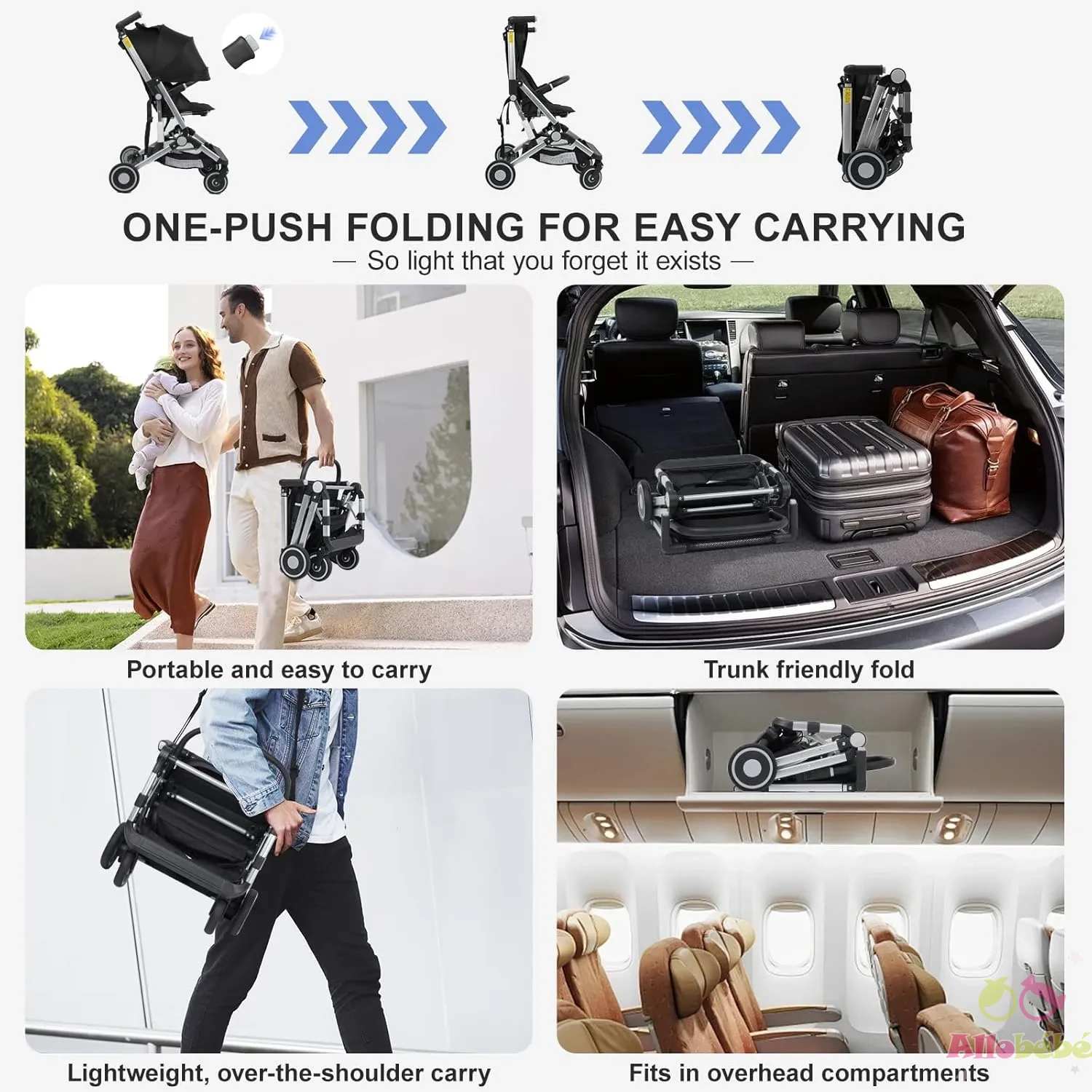 Poussette de voyage pour avion Poussette parapluie ultra compacte