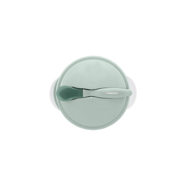 Bol d’aspiration avec cuillère thermosensible Mint – Kikkaboo-27288
