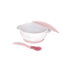Bol d’aspiration avec cuillère thermosensible rose - Kikkabboo-27290