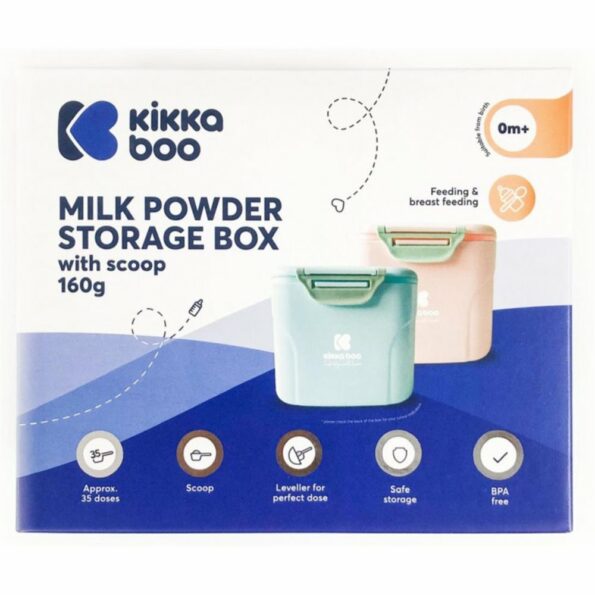 Boite de conservation de lait en poudre avec cuillére Bleu 160 G - Kikkaboo-27248