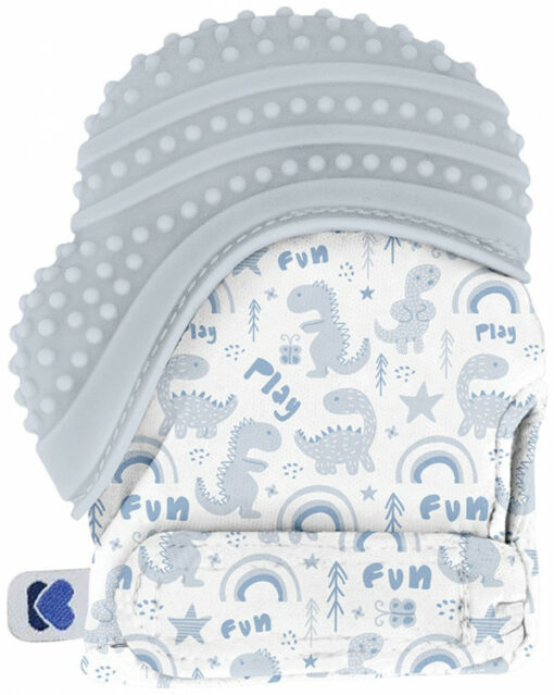 Silicone Mitten Dinosaur Blue - Kikkabboo