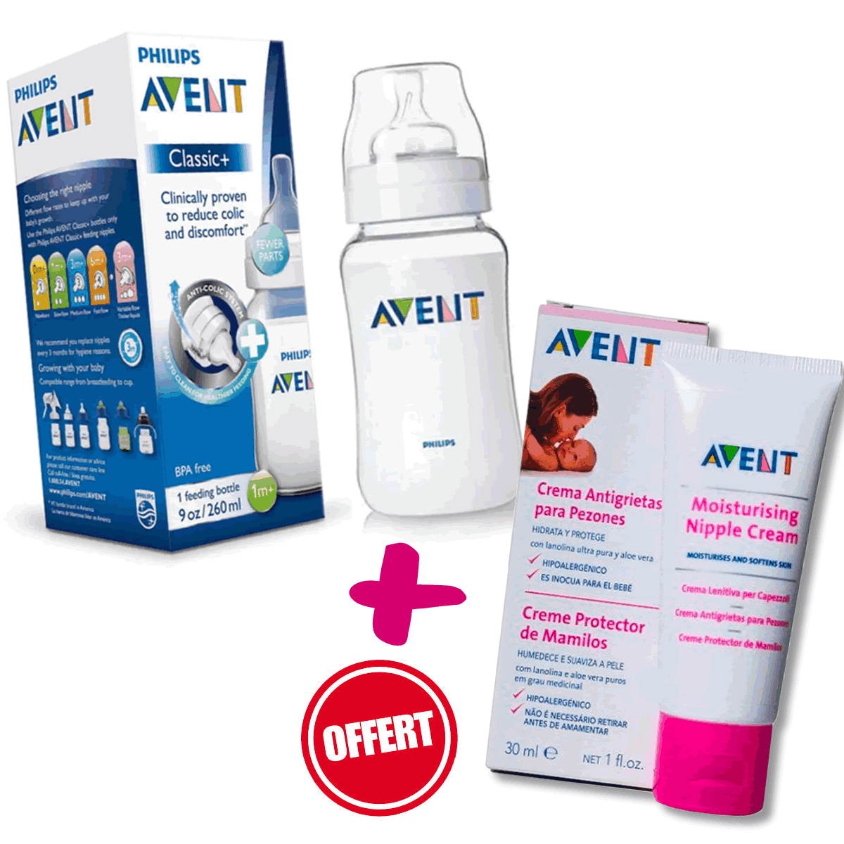 Philips Avent Biberon Anti-Colic 260ml scf813/61 + Philips Avent Crème –  Global Para