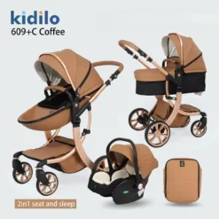 poussette réversible 3 en 1 – Kidilo Cette poussette réversible en marron coffee tabac de la marque Kidilo