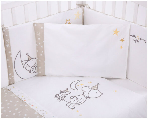 Parure de lit 6pcs 60/120 broderie Little Dreamer Stars - Kikkabboo