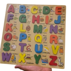 Puzzle Éducatif Alphabet en Bois 26 Pièces – Lettres en Relief | Éveil & Montessori