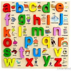 Puzzle Éducatif Alphabet en Bois 26 Pièces – Lettres en Relief | Éveil & Montessori
