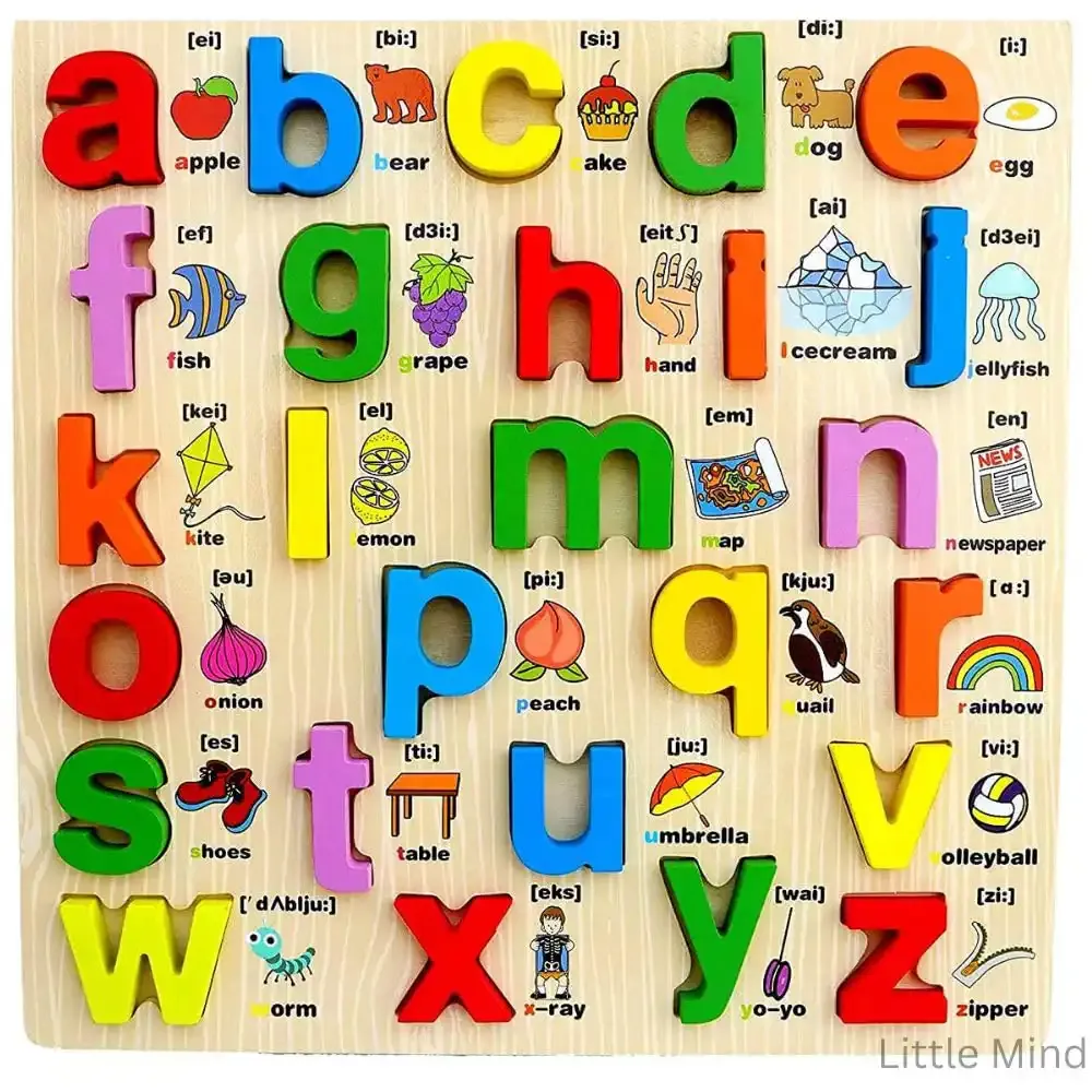 Puzzle Éducatif Alphabet en Bois 26 Pièces – Lettres en Relief | Éveil & Montessori