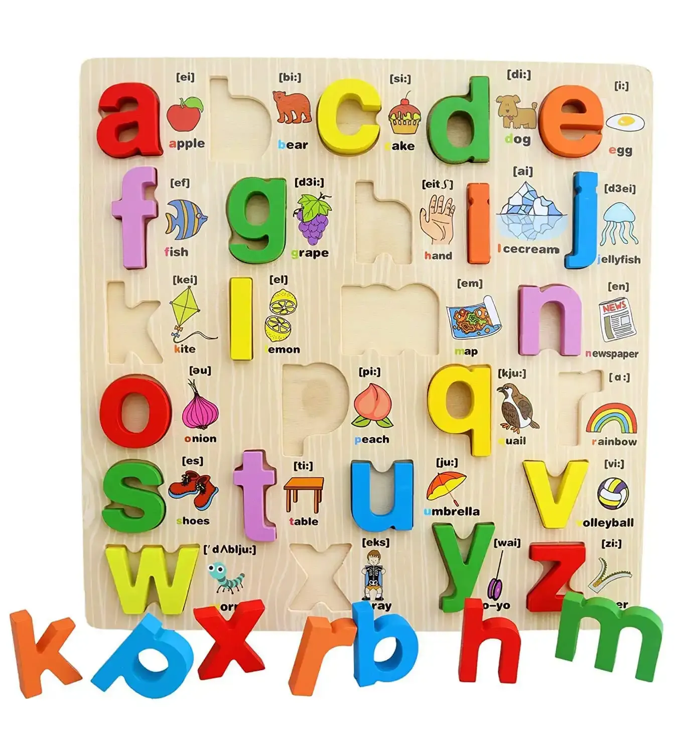 Puzzle Éducatif Alphabet en Bois 26 Pièces – Lettres en Relief | Éveil & Montessori