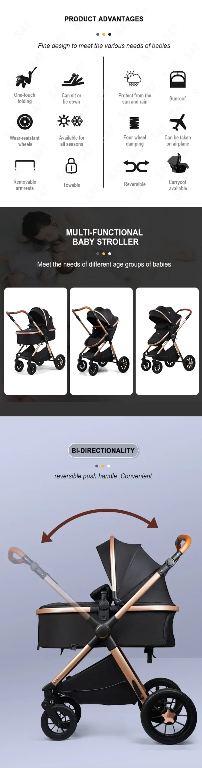 Pack Poussette deluxe réversible 3en1 - Kidilo 7 poussette kdiilo pack