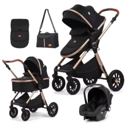 kidilo poussette reversible noir goldavec-sac-maxi-cosi
