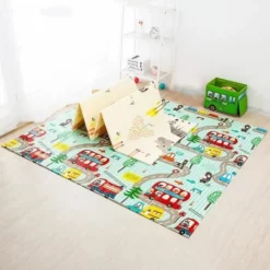 Tapis XPE de Chambre Enfant 175 cm x 146 cm Circuit/ Nature