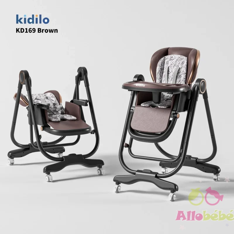 Chaise haute Kidilo KD169 avec balançoire 2en1 et realx