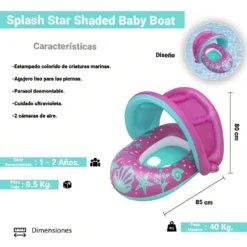 dimension bouee bebe Bestway rose avec pare-soleil