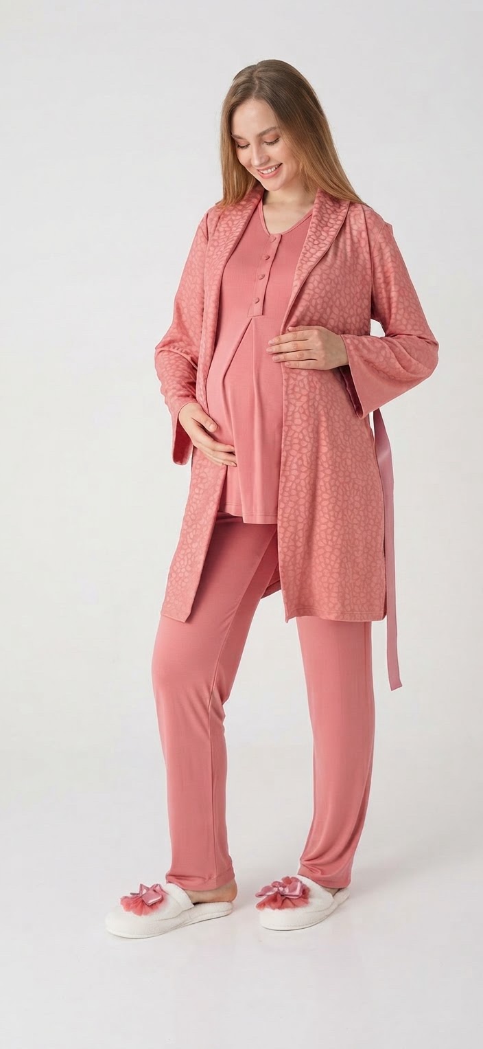 Ensemble pyjama grossesse allaitement Peignoir 3 Pcs – Haute Qualité