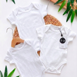 Lot de 3 Bodies blancs en Coton Pur garcon - Qualité Premium