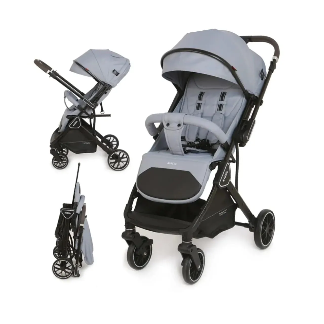 Poussette valise réversible gris K919 Kidilo