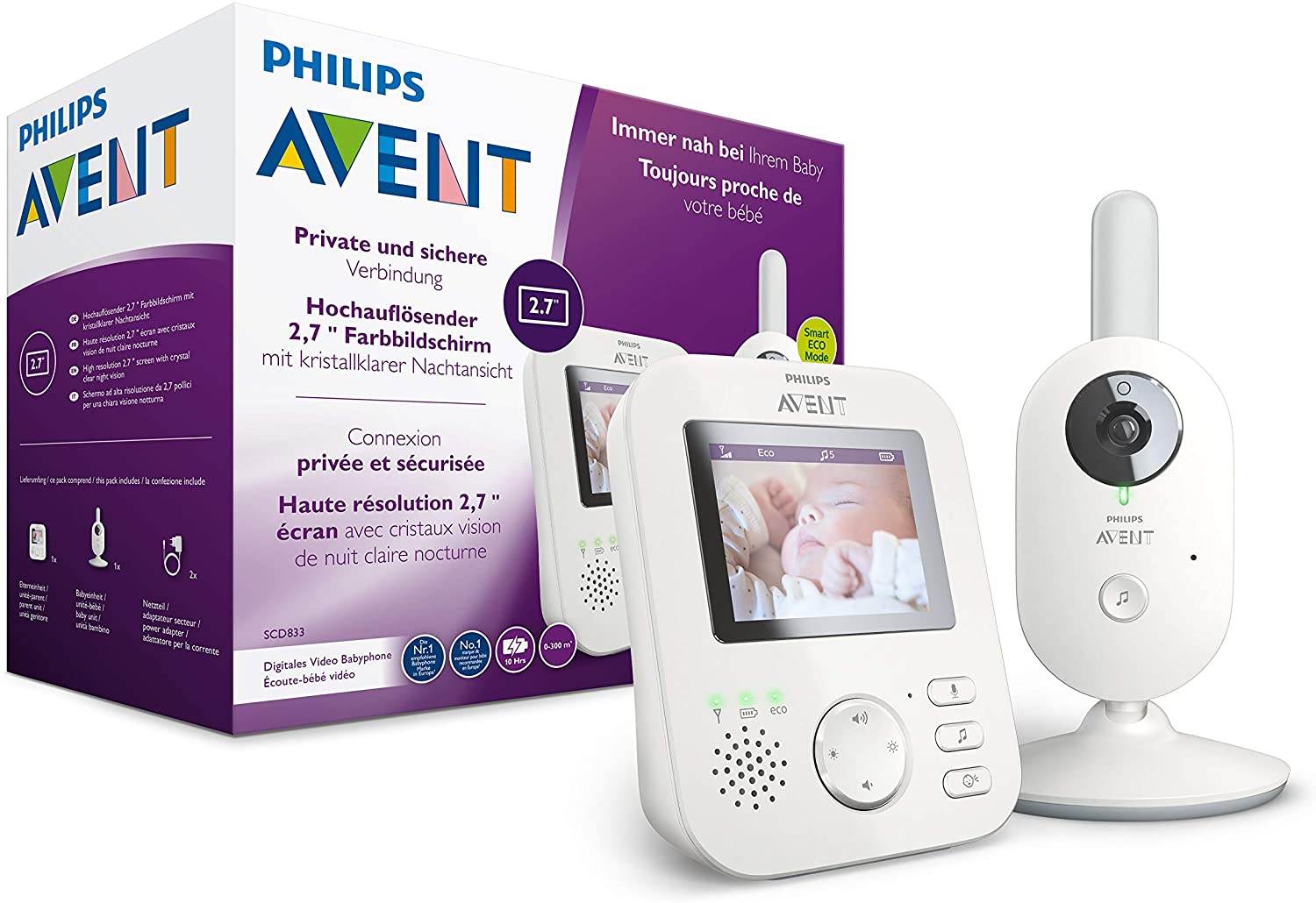 Babyphone Vidéo Écran Couleur 2,7 - Avent-philips