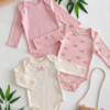 Lot de 3 body coton bébé fille - design Lotus