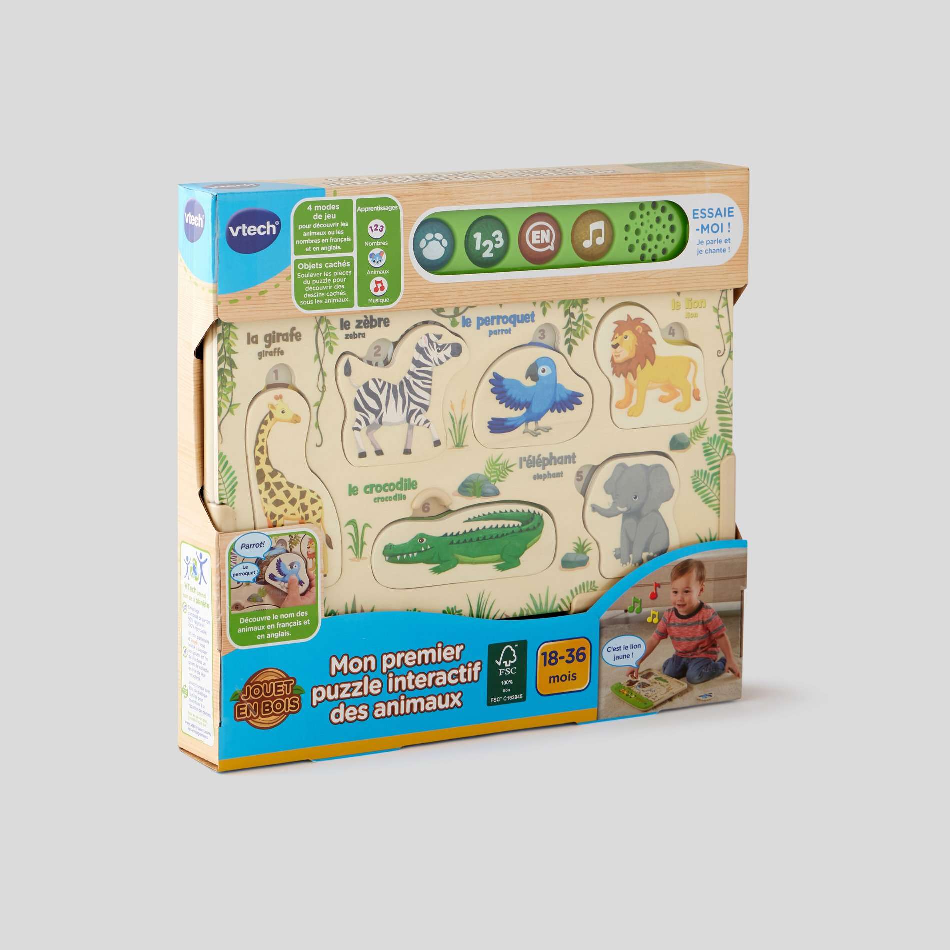 Mon premier puzzle interactif des animaux - jouet bois FSC - La