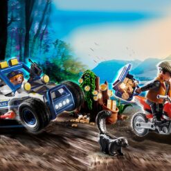 Policier avec voiturette et voleur à moto