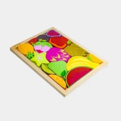 Puzzle Encastrement Bois Fruits Tropicaux – 15 Pièces | Éveil & Montessori Dès 2 Ans