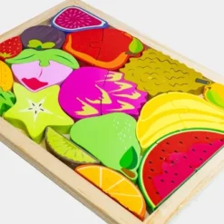 Puzzle Encastrement Bois Fruits Tropicaux – 15 Pièces | Éveil & Montessori Dès 2 Ans