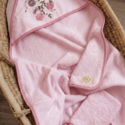Cape de Bain Bébé avec Gant Motif Fleurs -  Bebekevi