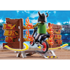 Stuntshow Pilote de moto et mur de feu