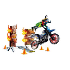 Stuntshow Pilote de moto et mur de feu
