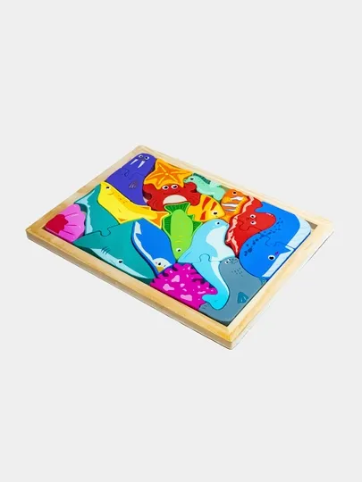 Puzzle Encastrement Bois Animaux Marins & Océan – 15 Pièces | Éveil Enfant Dès 2 A