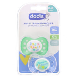 Sucette anatomique 0-6 mois Duo Maman Papa Chéri - Dodie