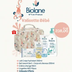 Biolane valisette bébé gel lavant lait corps crème change lingettes H2O avec valisette offerte