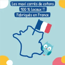 Maxi carrés coton bio Carryboo 70 unités – 100% biologique non OGM sans chlore bébé