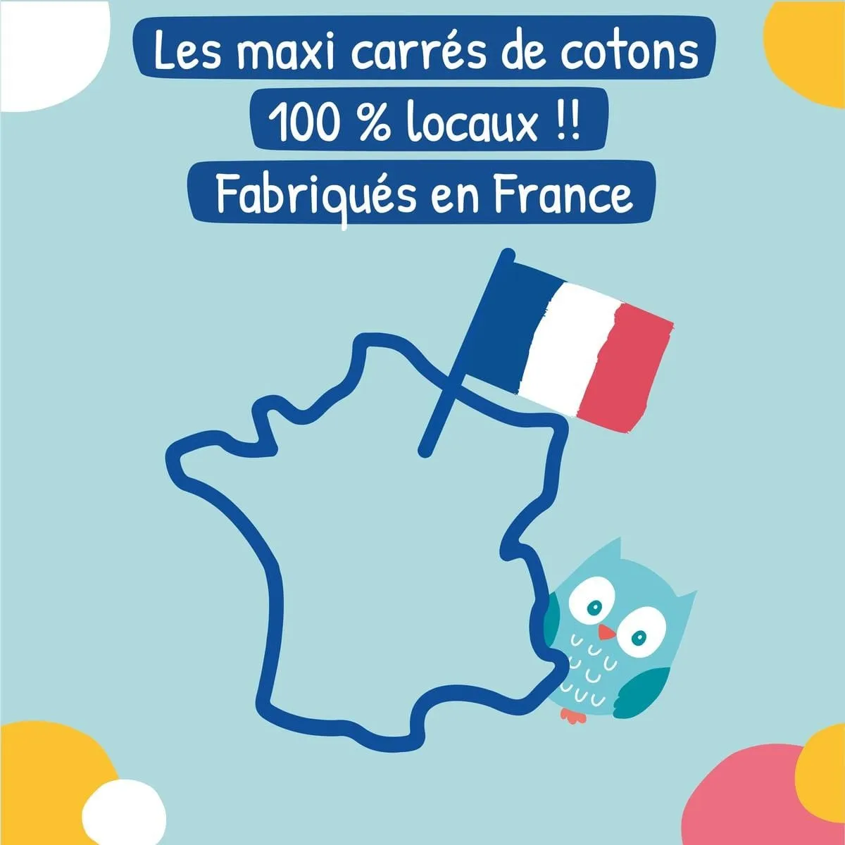 Maxi carrés coton bio Carryboo 70 unités – 100% biologique non OGM sans chlore bébé